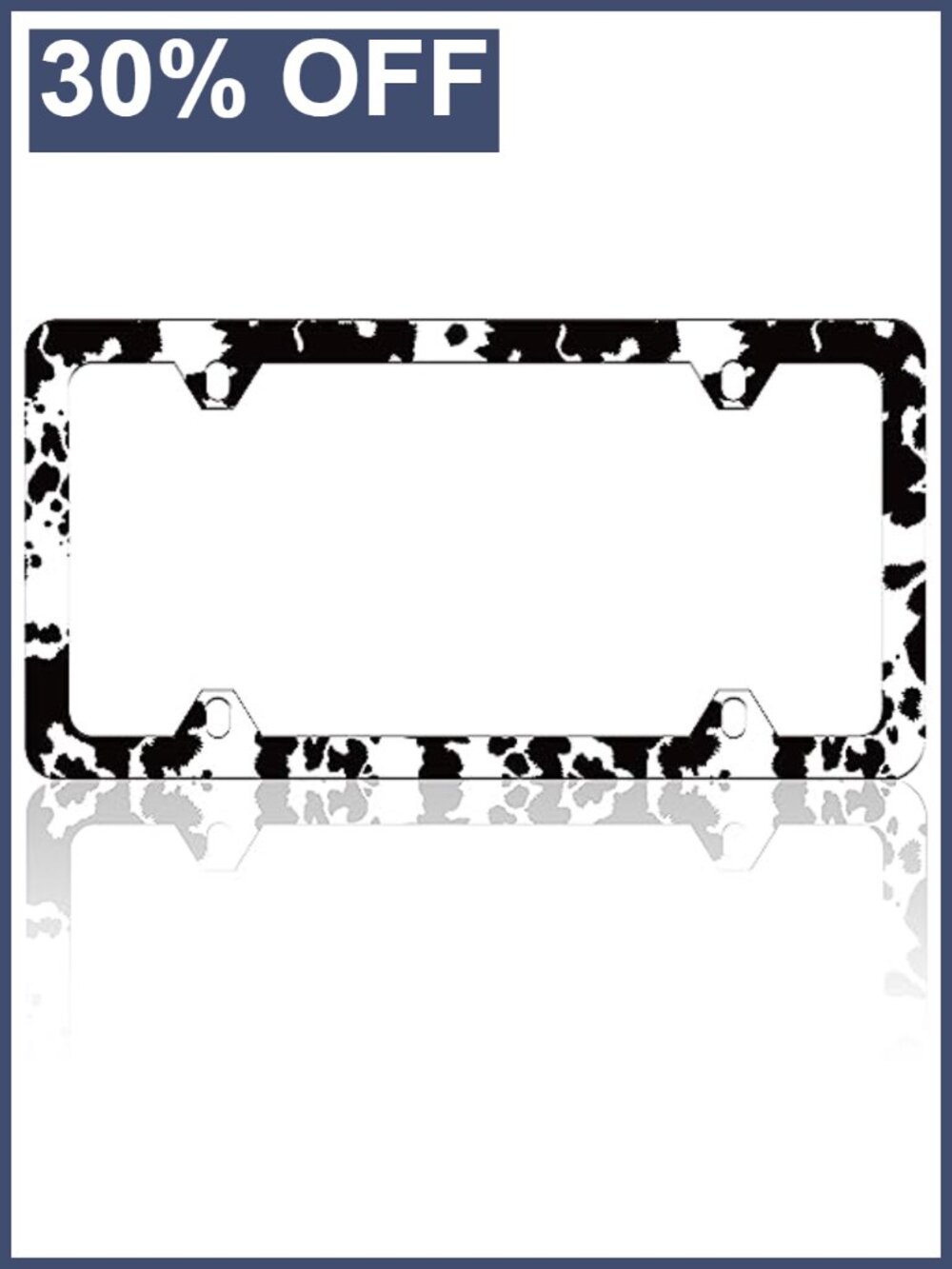 Stainless Steel License Plate Frame Cow Print Novelty Car Accessory